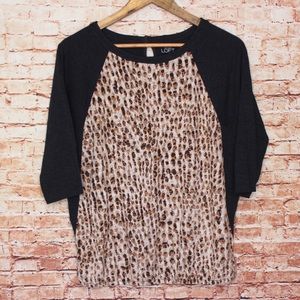 Ann Taylor Loft | 3/4 Sleeve Animal Print Blouse